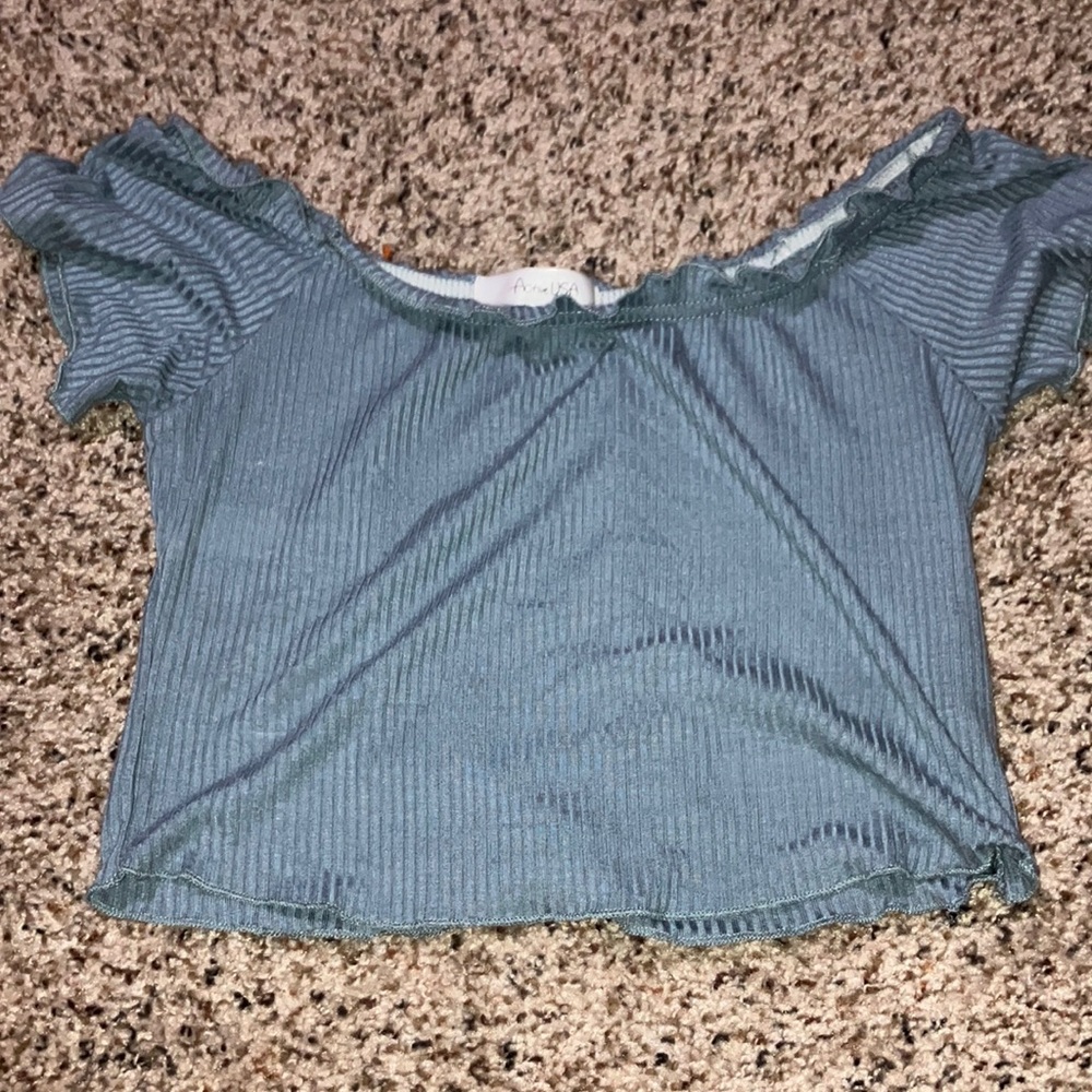 Blue off the shoulder top